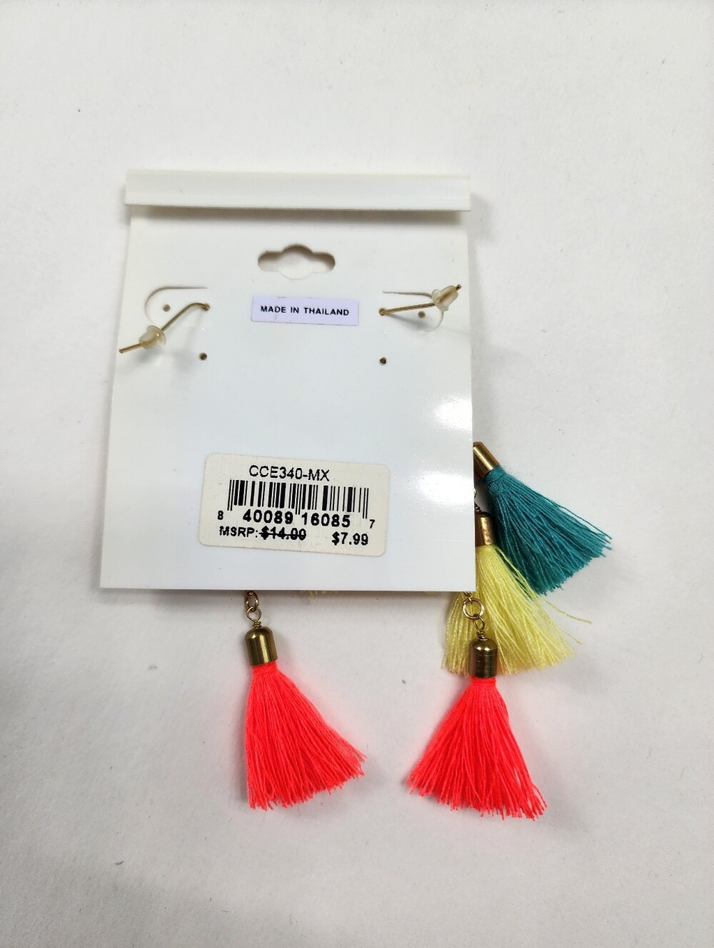 NEW! Panacea Multi-Color Tassel Drop Earrings, Teal, Yellow, Coral - Picture 2 of 2